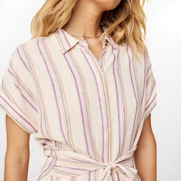 🌻NEW UNTUCKit Linen Blend Tie-Front Issa Shirt Size 16 - Picture 4 of 11